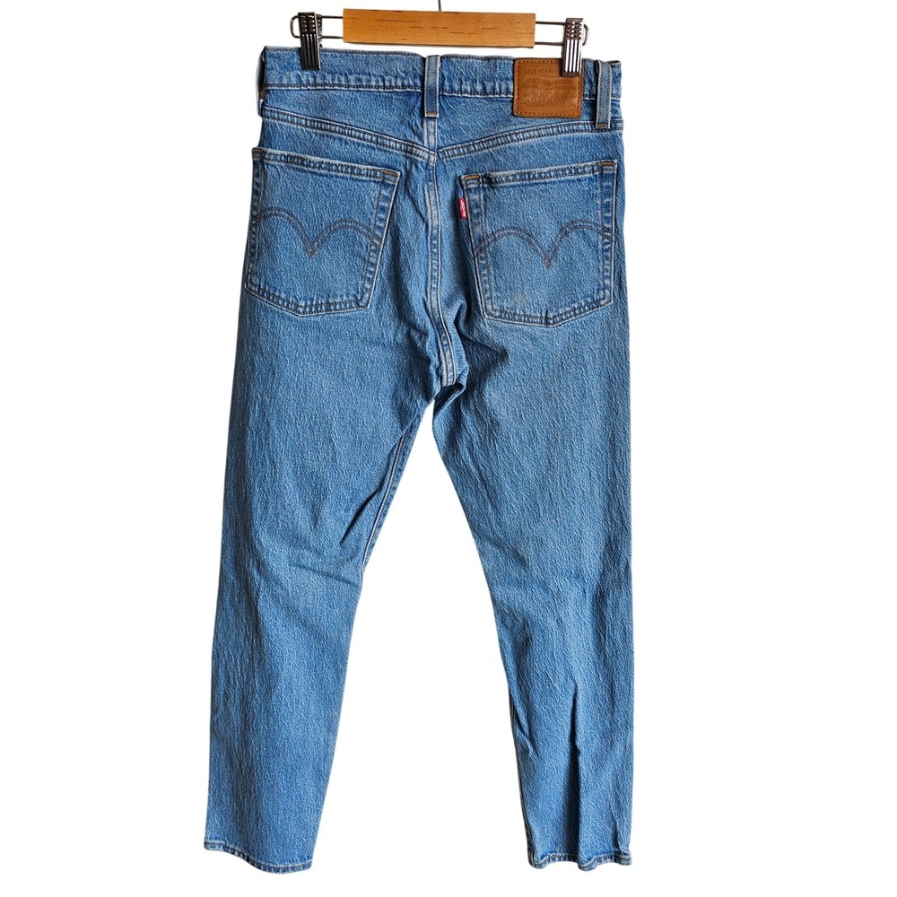 Levis 501 Original Fit Wedge Jeans Ripped Knee Button Fly Mid Wash Women's 26